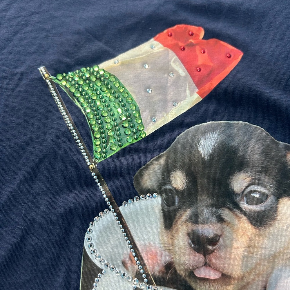 EAN 13 Swarovkski Crystal Embellished Shirt Puppy Nautical Navy NWT Size 42/6 - Picture 12 of 12